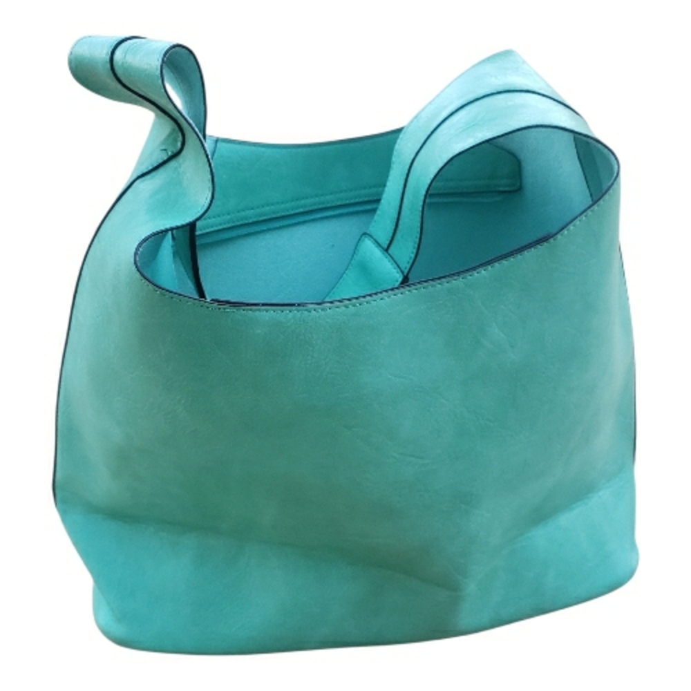 Pelletteria Leather Lt Teal Hobo Bag With Matching Clutch And Detachable Strap.